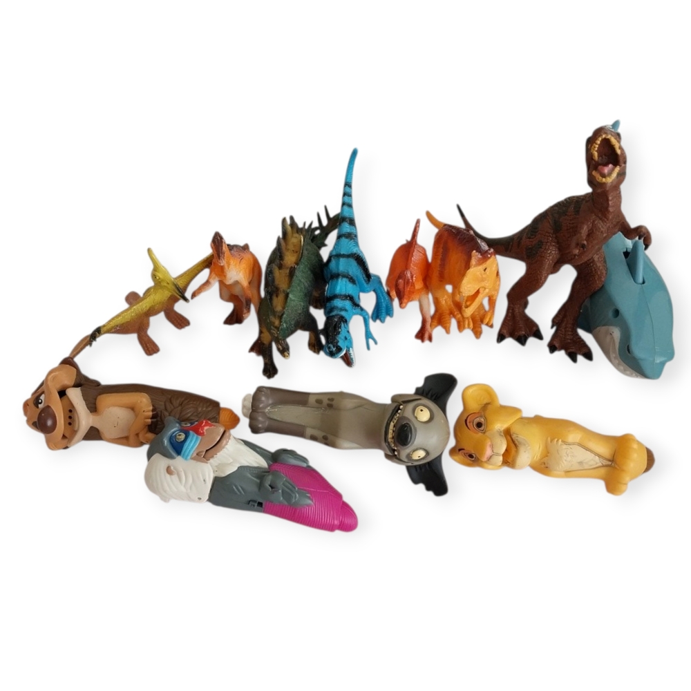 Mixed Toy Lot Dinosaurs & Cartoon Figures Bundle Kids Toys Preowned